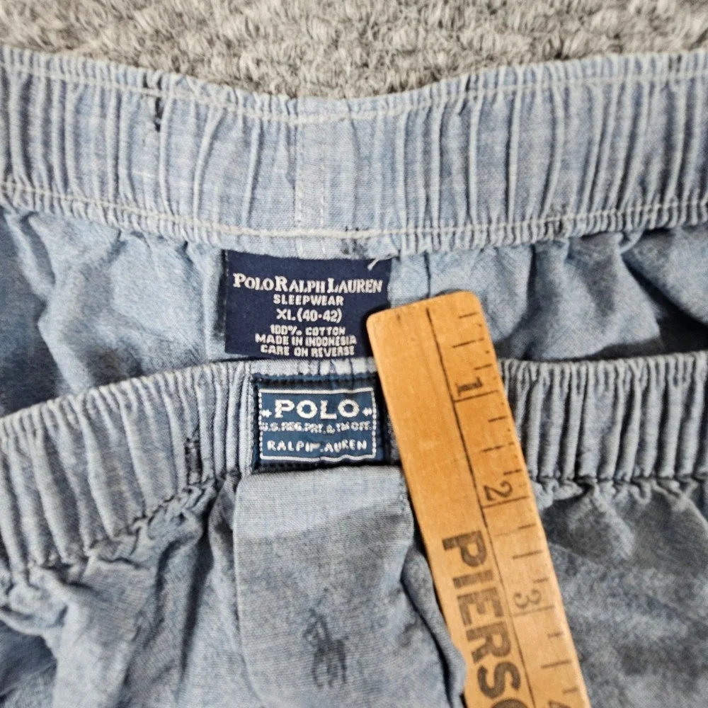 Polo Ralph Lauren Mens XL Pajama Pants Blue Cotton Chambray All Over Pony‎ Logo